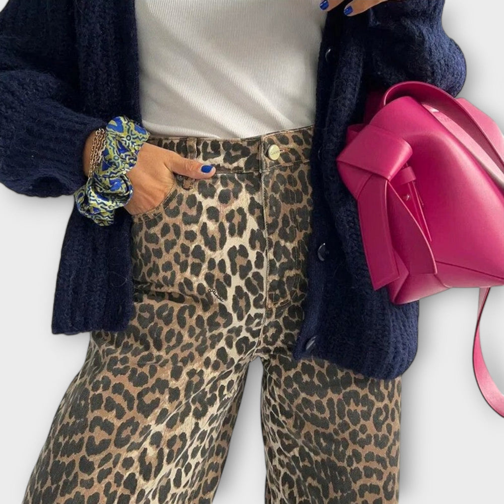 Chandra - Jean vintage imprimé léopard