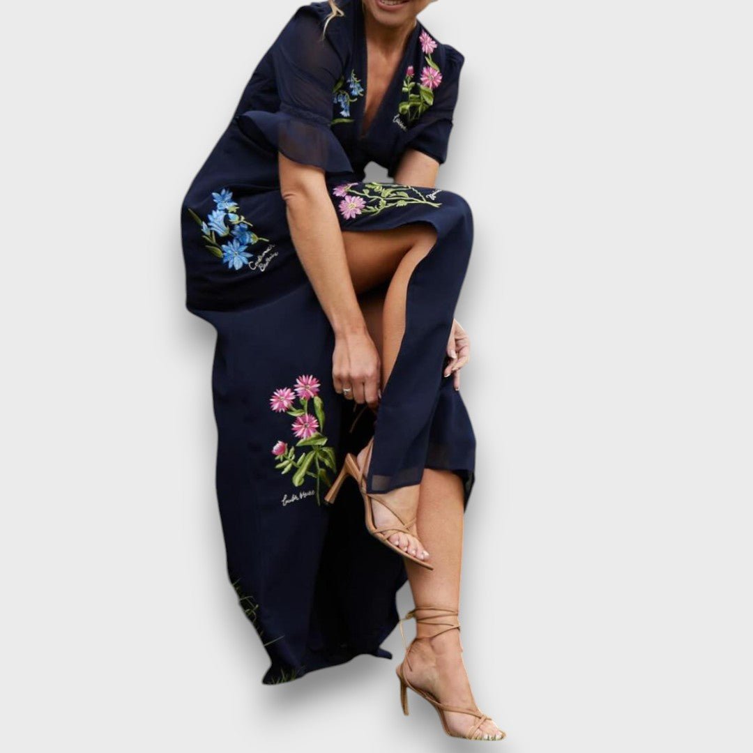 Adelise – Robe longue brodée à l'élégance florale