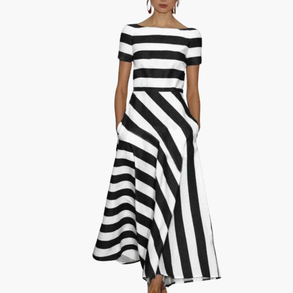 Angelika | Robe longue rayée faite main