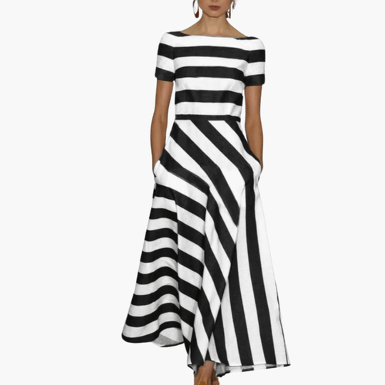 Angelika | Robe longue rayée faite main