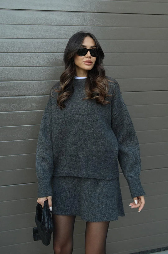 Helena | Ensemble jupe en tricot (haut + jupe)