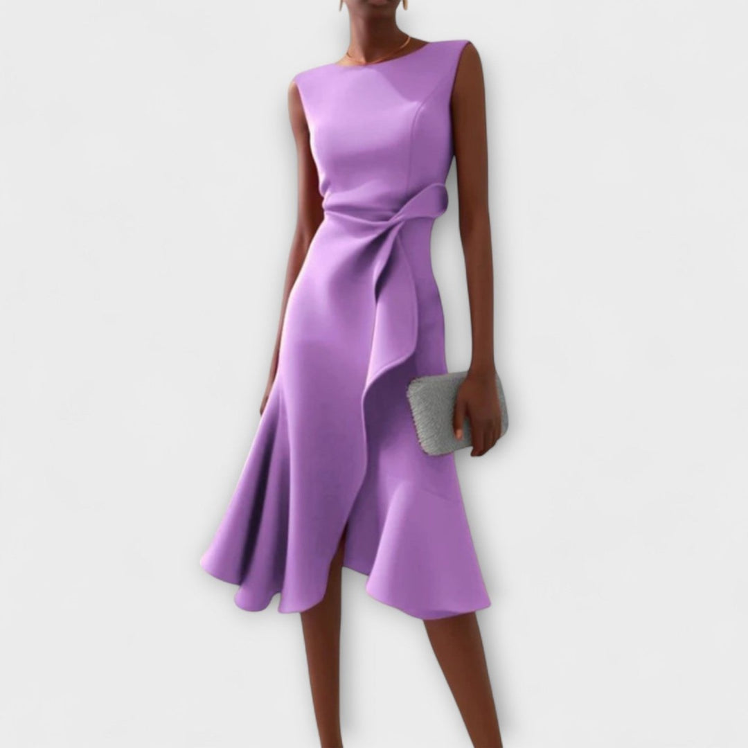 Ariane | Robe midi asymétrique à plis élégants