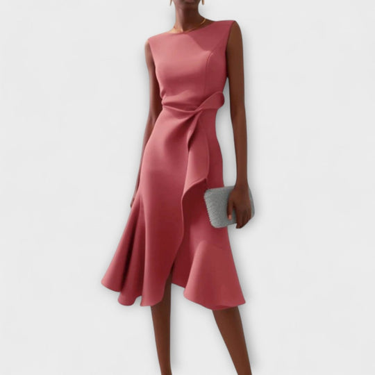 Ariane | Robe midi asymétrique à plis élégants