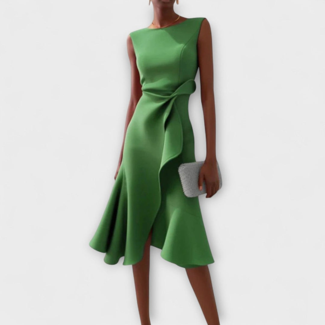 Ariane | Robe midi asymétrique à plis élégants