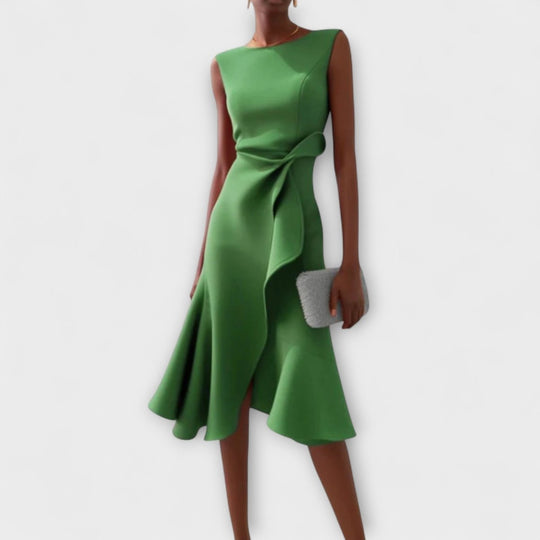 Ariane | Robe midi asymétrique à plis élégants
