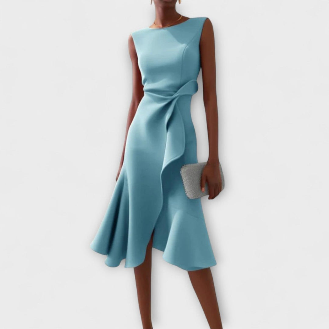 Ariane | Robe midi asymétrique à plis élégants