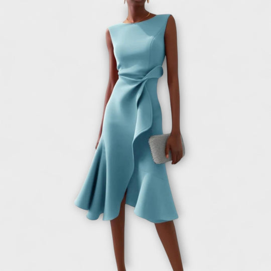 Ariane | Robe midi asymétrique à plis élégants