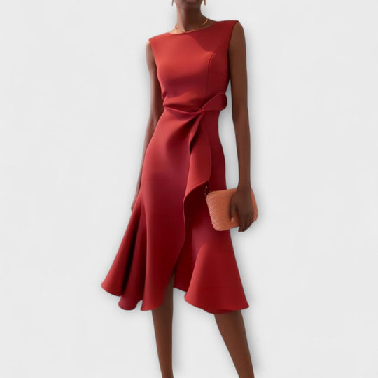 Ariane | Robe midi asymétrique à plis élégants