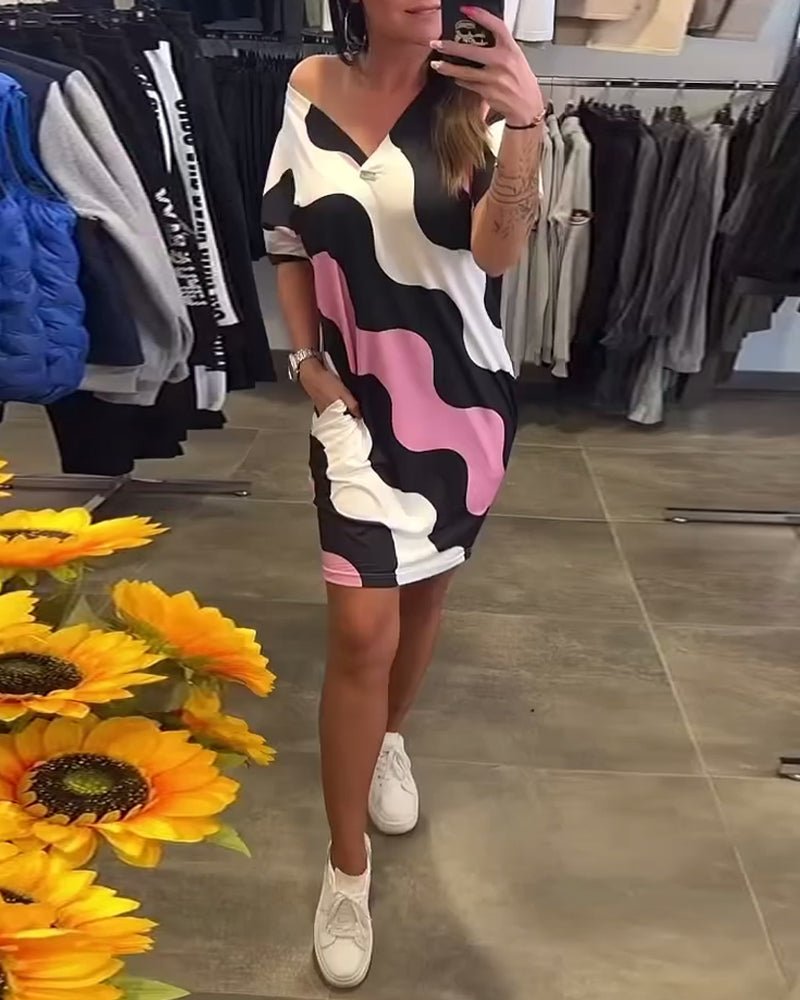 AVRILL | ROBE À IMPRIMÉ VAGUE COLORÉ 