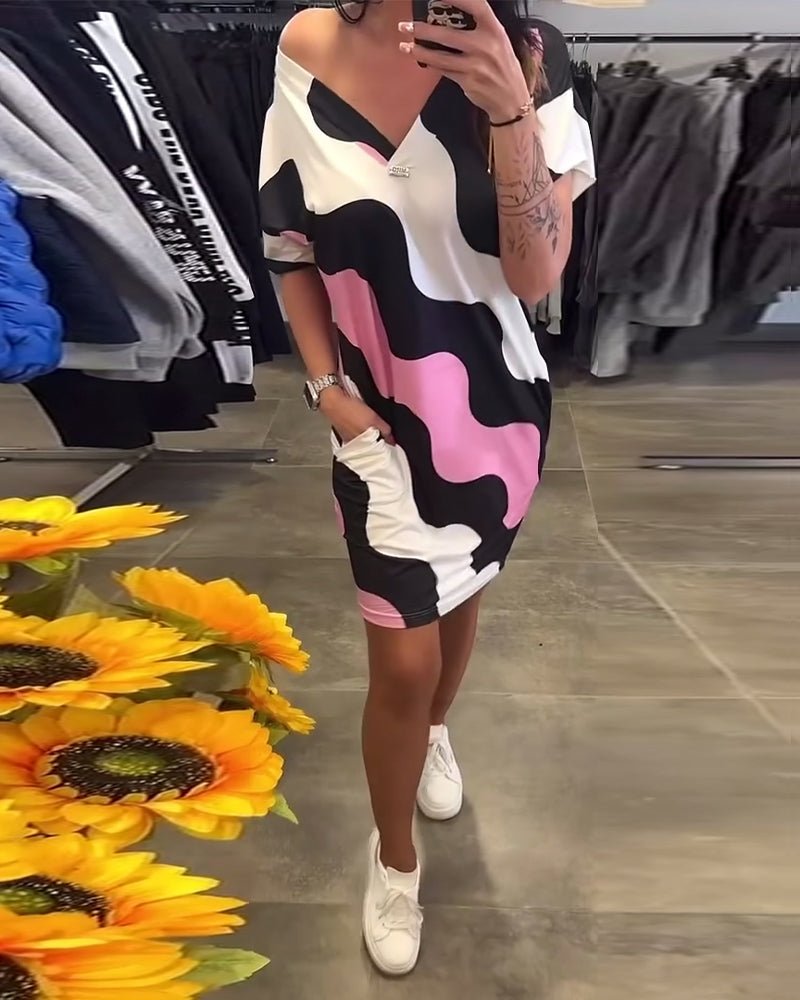 AVRILL | ROBE À IMPRIMÉ VAGUE COLORÉ 
