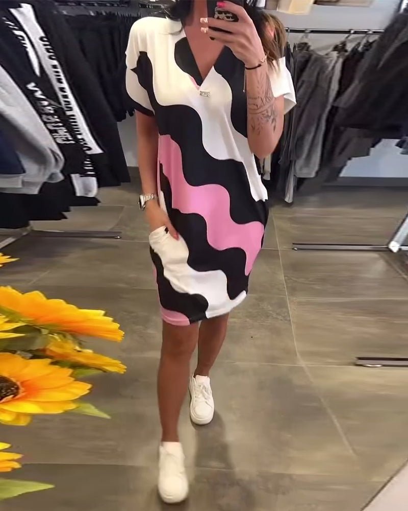 AVRILL | ROBE À IMPRIMÉ VAGUE COLORÉ 
