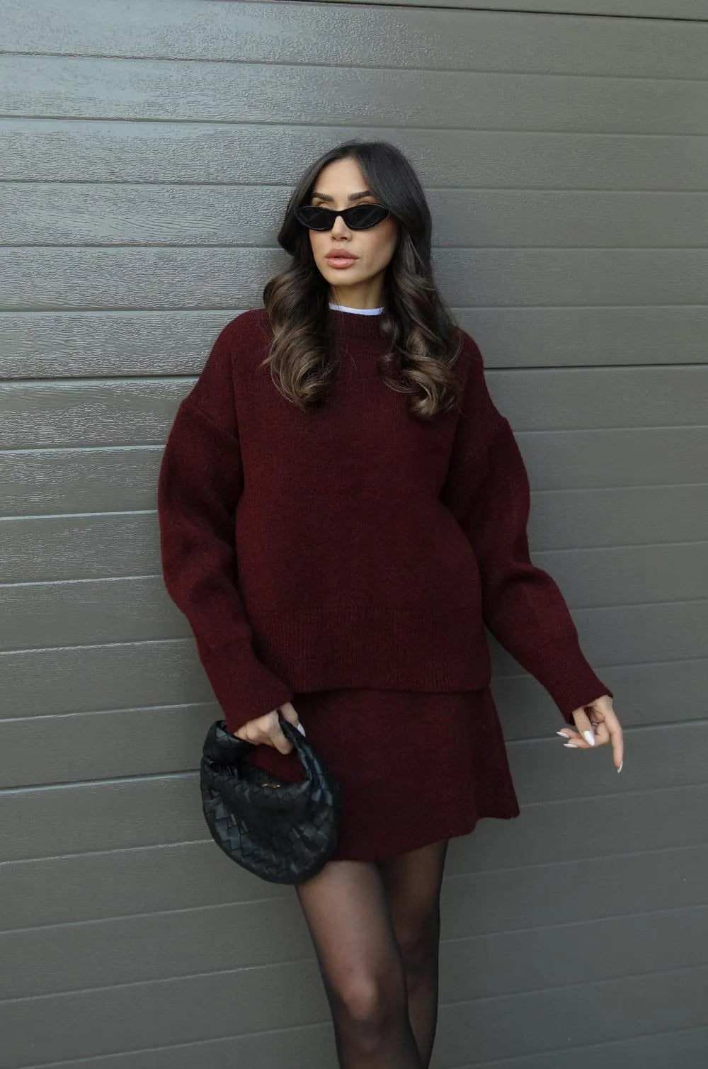 Helena | Ensemble jupe en tricot (haut + jupe)