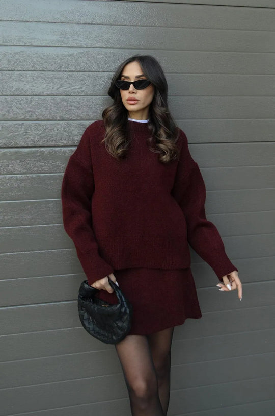 Helena | Ensemble jupe en tricot (haut + jupe)