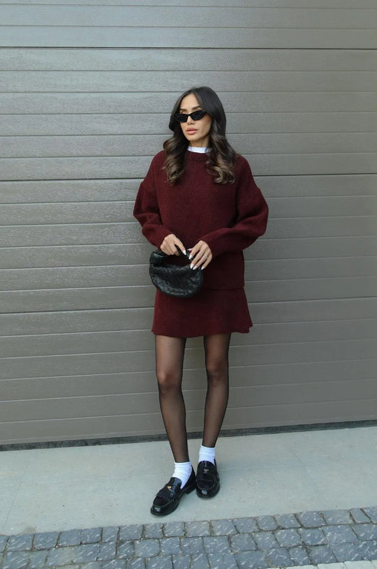 Helena | Ensemble jupe en tricot (haut + jupe)