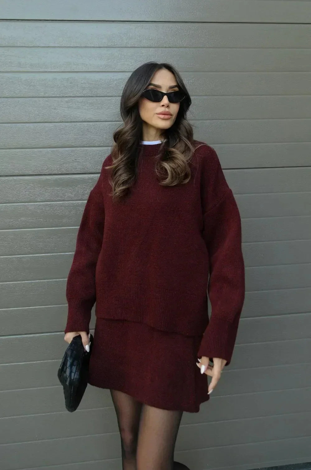 Helena | Ensemble jupe en tricot (haut + jupe)