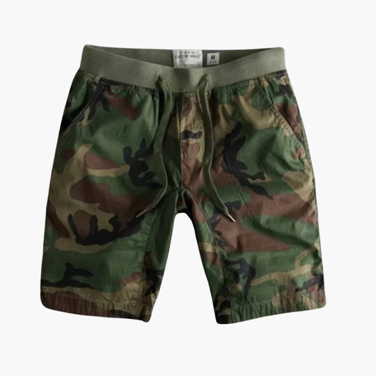 Short cargo pour homme - look camouflage avec cordon de serrage