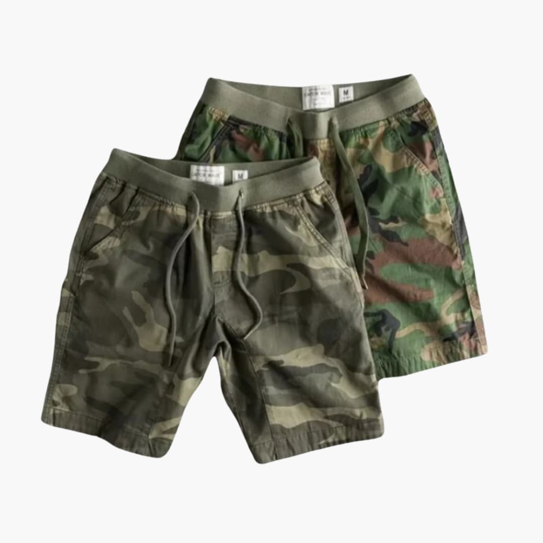 Short cargo pour homme - look camouflage avec cordon de serrage