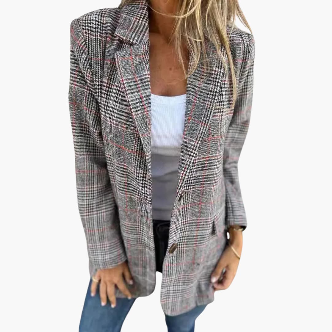 Carina | Blazer décontracté à carreaux et revers