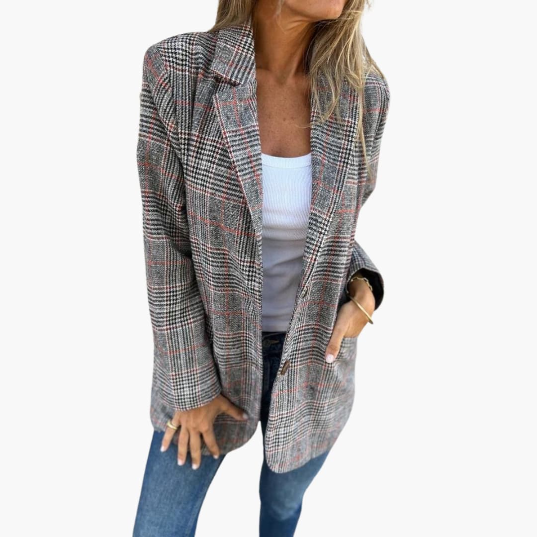 Carina | Blazer décontracté à carreaux et revers