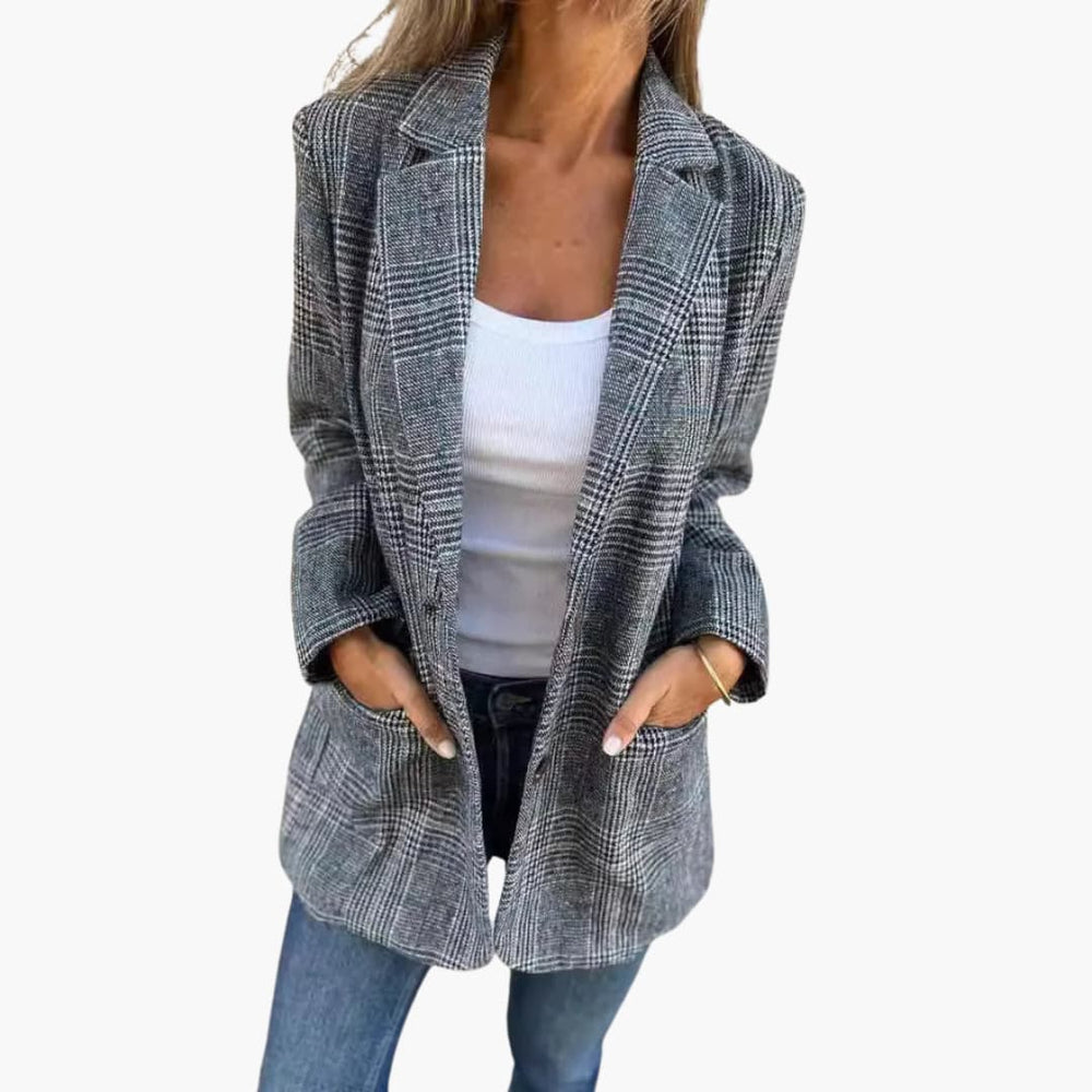 Carina | Blazer décontracté à carreaux et revers