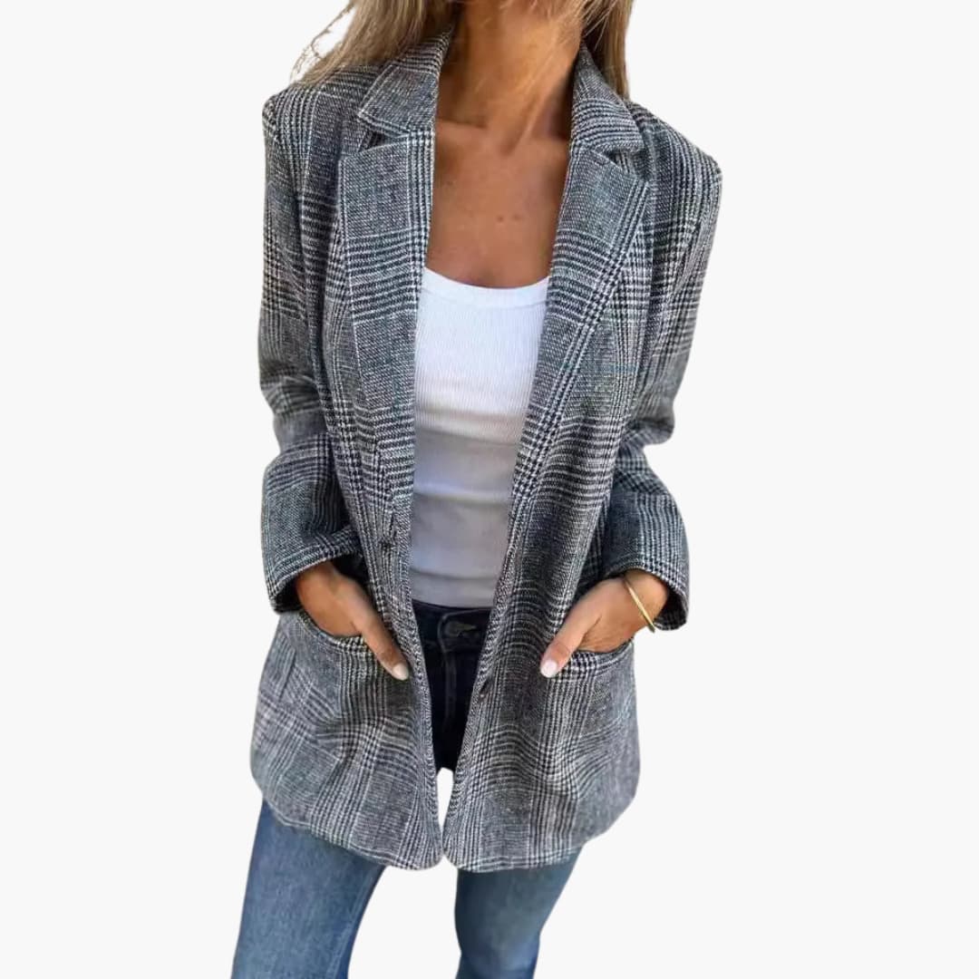 Carina | Blazer décontracté à carreaux et revers