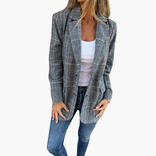 Carina | Blazer décontracté à carreaux et revers