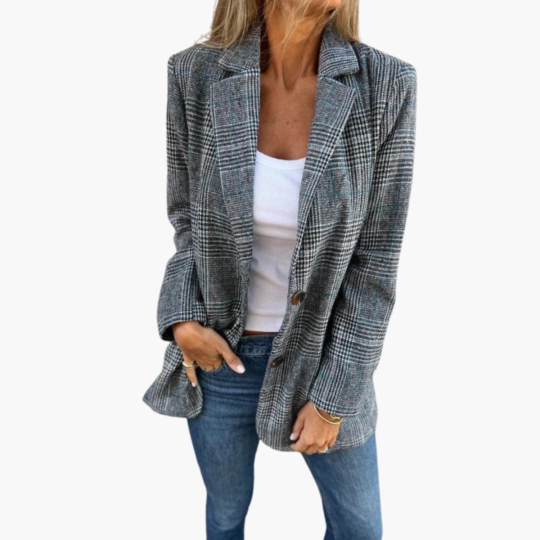 Carina | Blazer décontracté à carreaux et revers