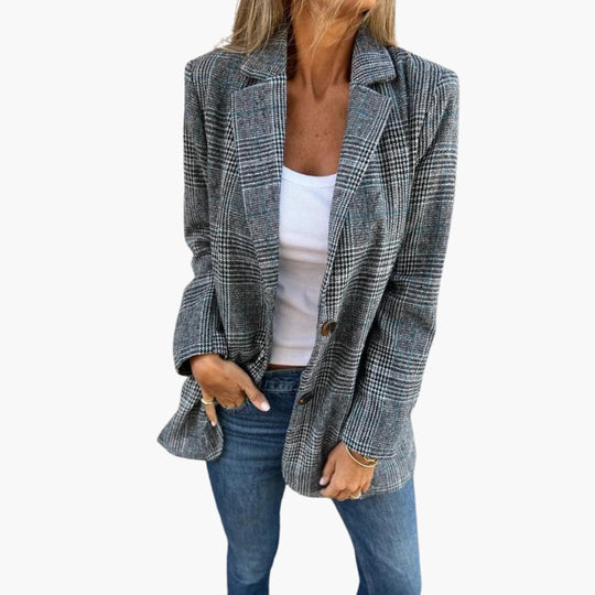 Carina | Blazer décontracté à carreaux et revers