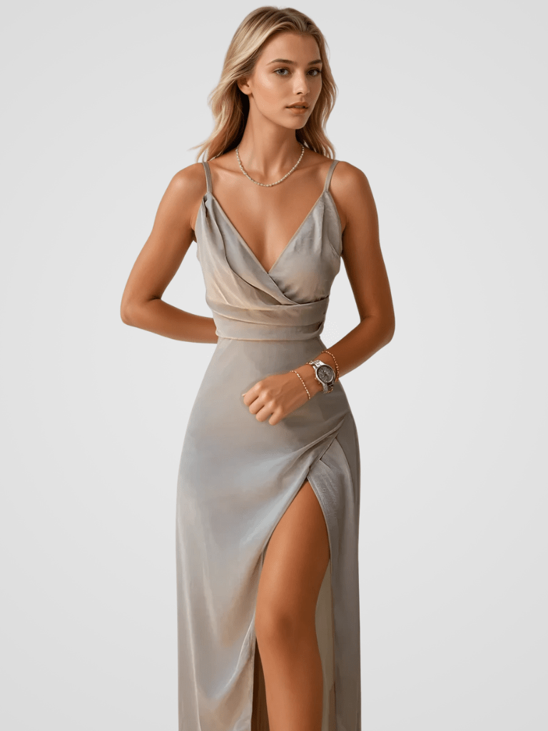 CELINA SATIN KLEID