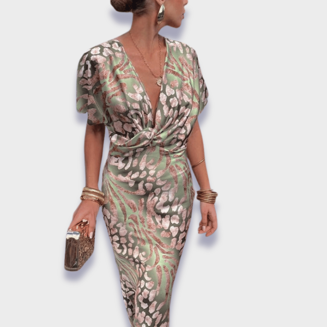 Cornelia | Robe longue torsadée à col en V premium