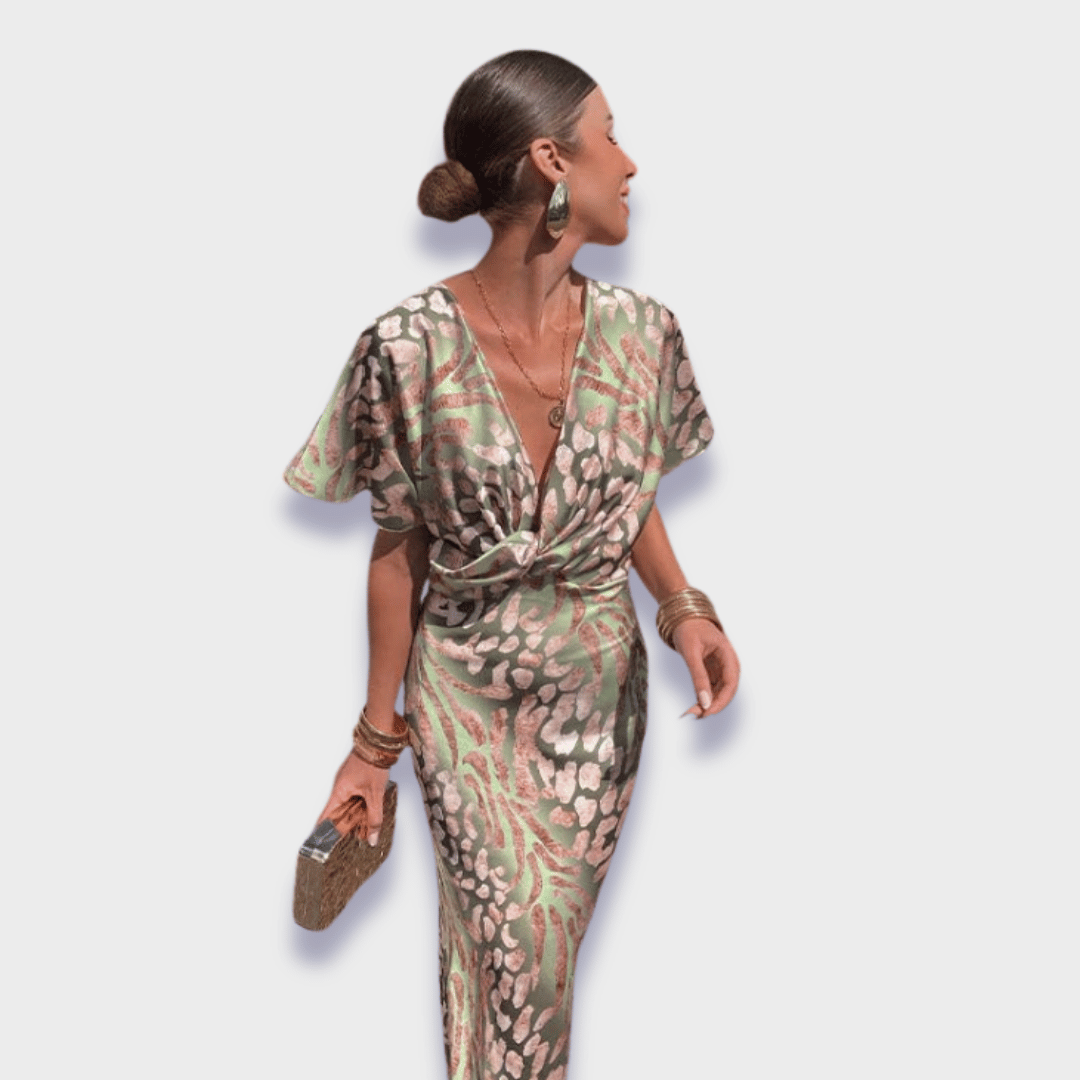 Cornelia | Robe longue torsadée à col en V premium