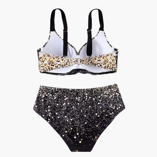 Damen Bikini Set mit Tropenprint – Hoher Bund und Bügel