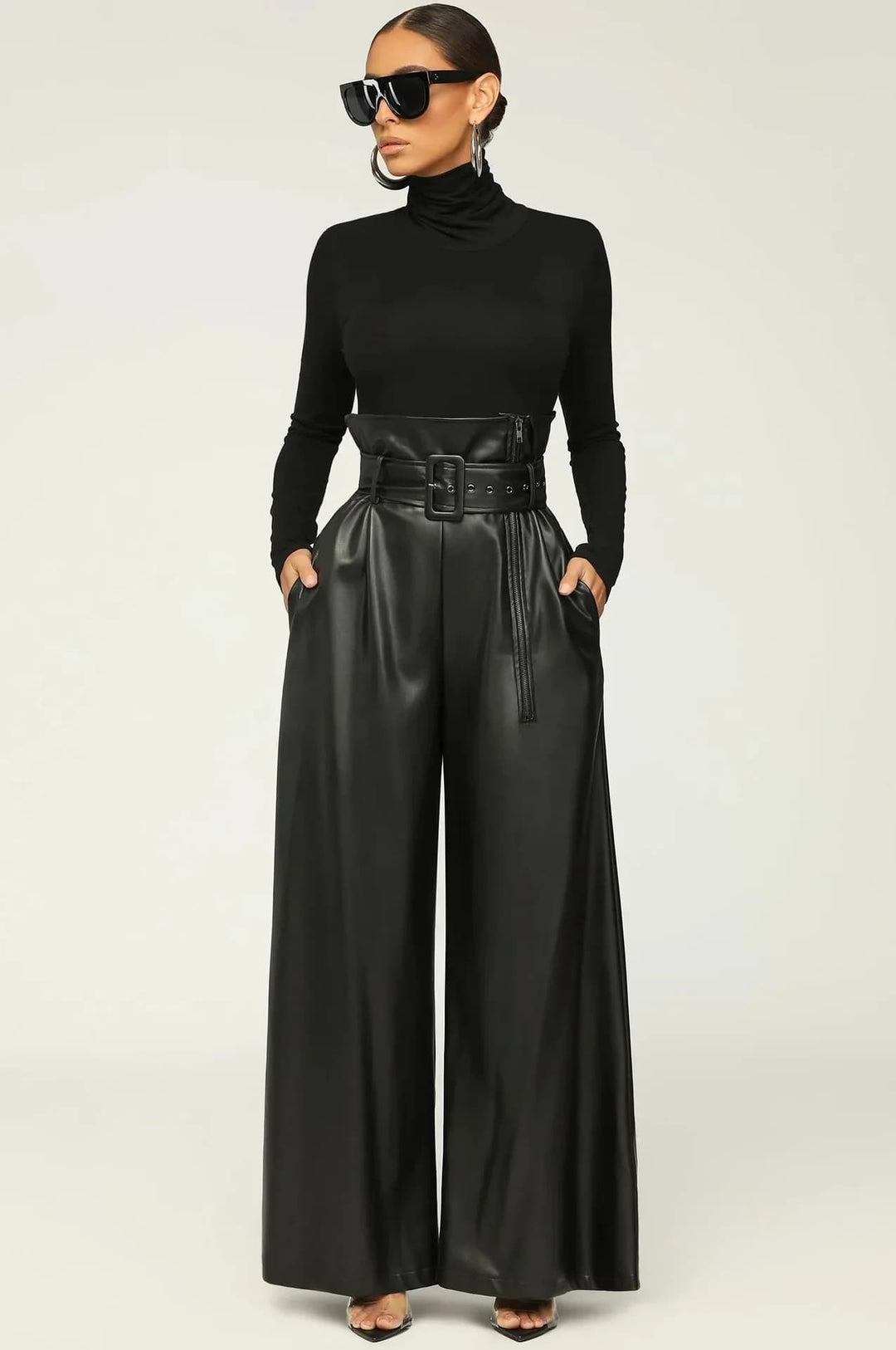 Sofie | Pantalon taille haute avec ceinture et zip latéral