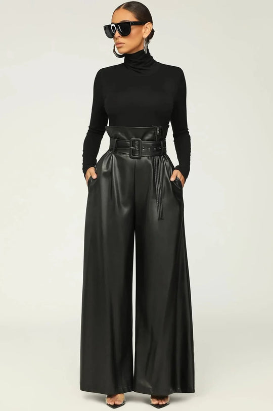 Sofie | Pantalon taille haute avec ceinture et zip latéral