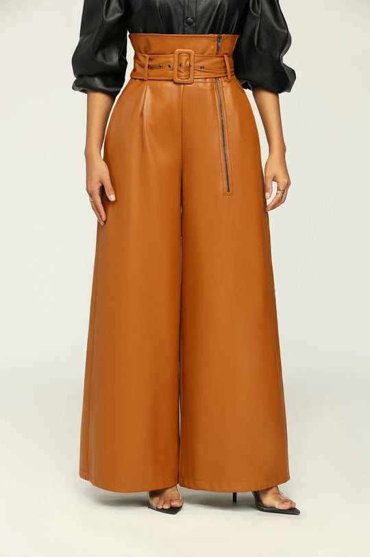 Sofie | Pantalon taille haute avec ceinture et zip latéral