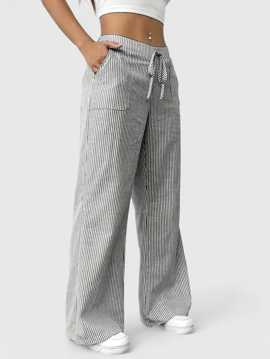 Dominique | Pantalon confortable à jambes larges avec des détails élégants