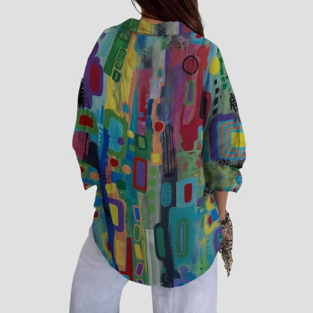 Fashionmoment® Edna | Elegante Bluse mit geometrischem Muster