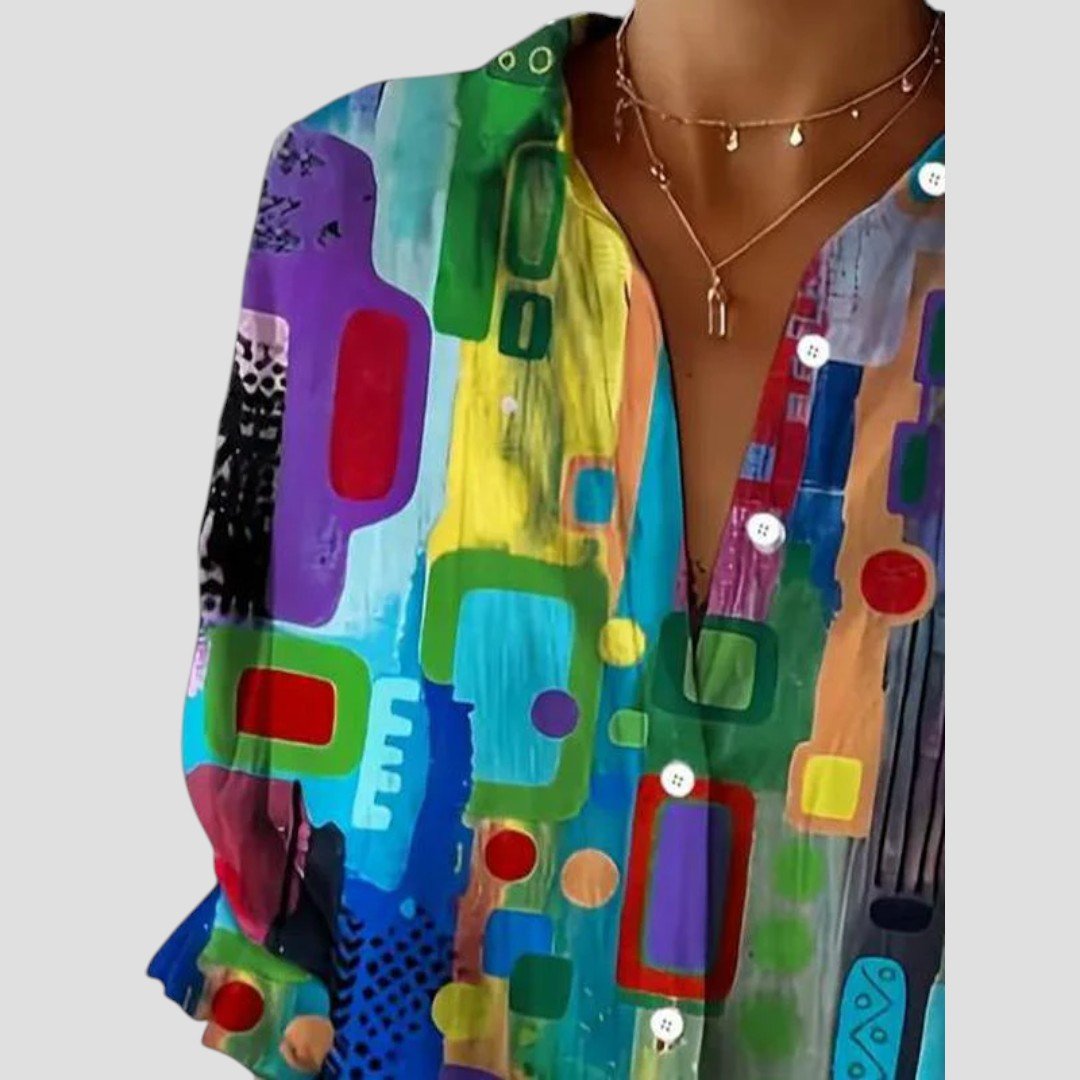 Fashionmoment® Edna | Elegante Bluse mit geometrischem Muster