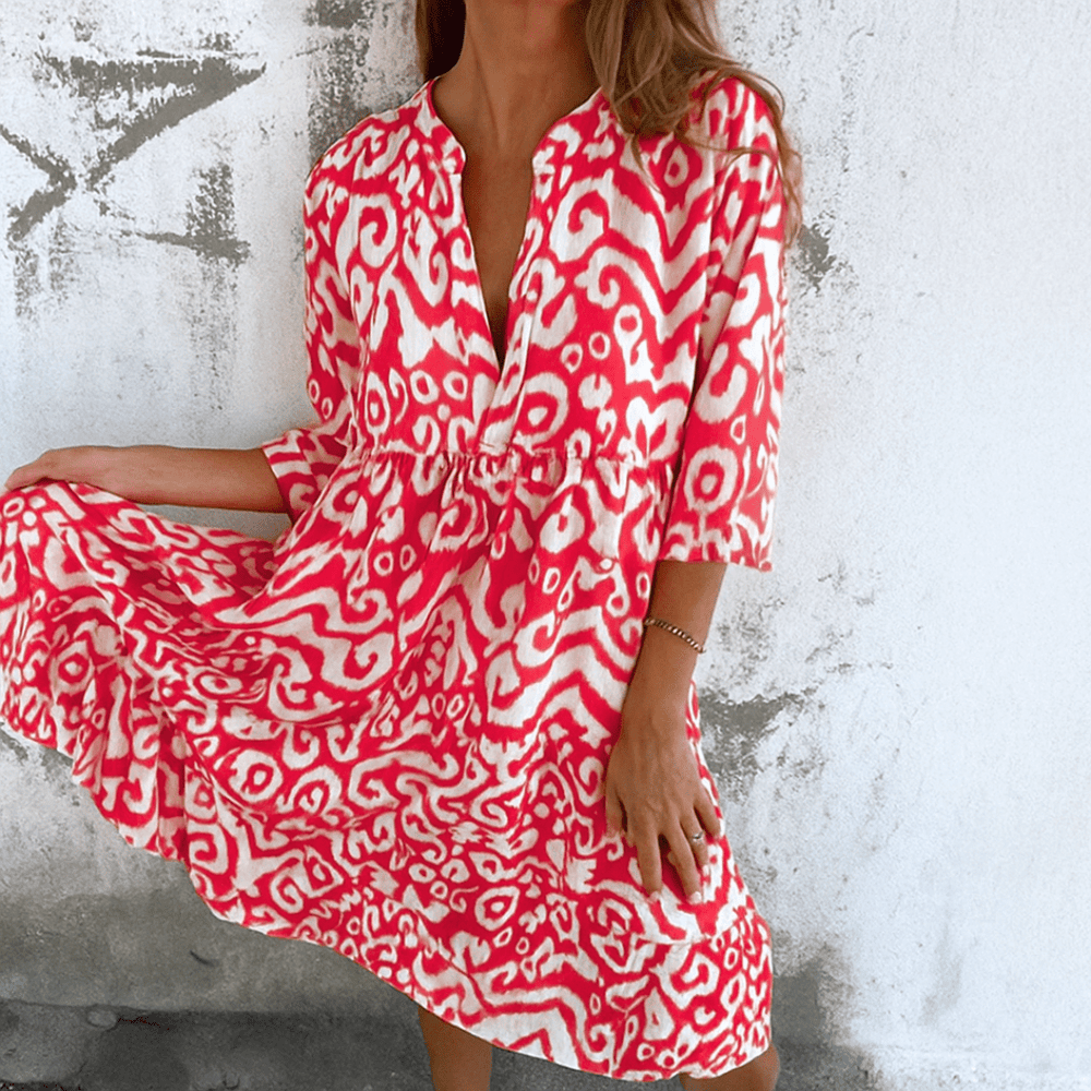 Fashionmoment® Margriet | Robe élégante à col en V pour une élégance intemporelle