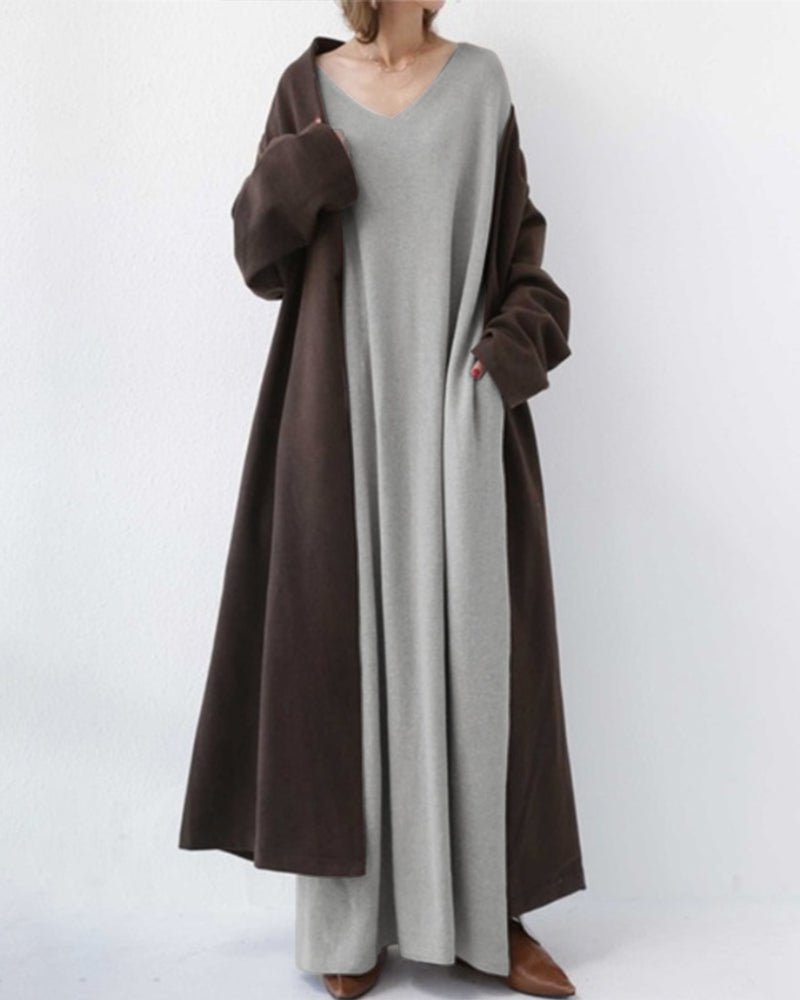 Fashionmoment® | Modische Lange Ärmel V-Ausschnitt Kleid
