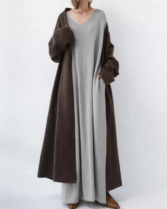 Fashionmoment® | Modische Lange Ärmel V-Ausschnitt Kleid