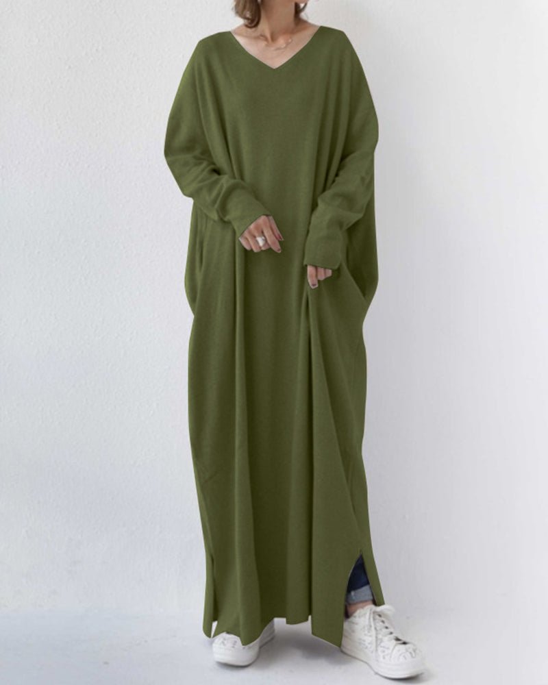 Fashionmoment® | Modische Lange Ärmel V-Ausschnitt Kleid