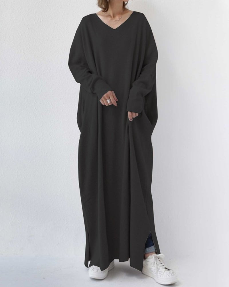 Fashionmoment® | Modische Lange Ärmel V-Ausschnitt Kleid