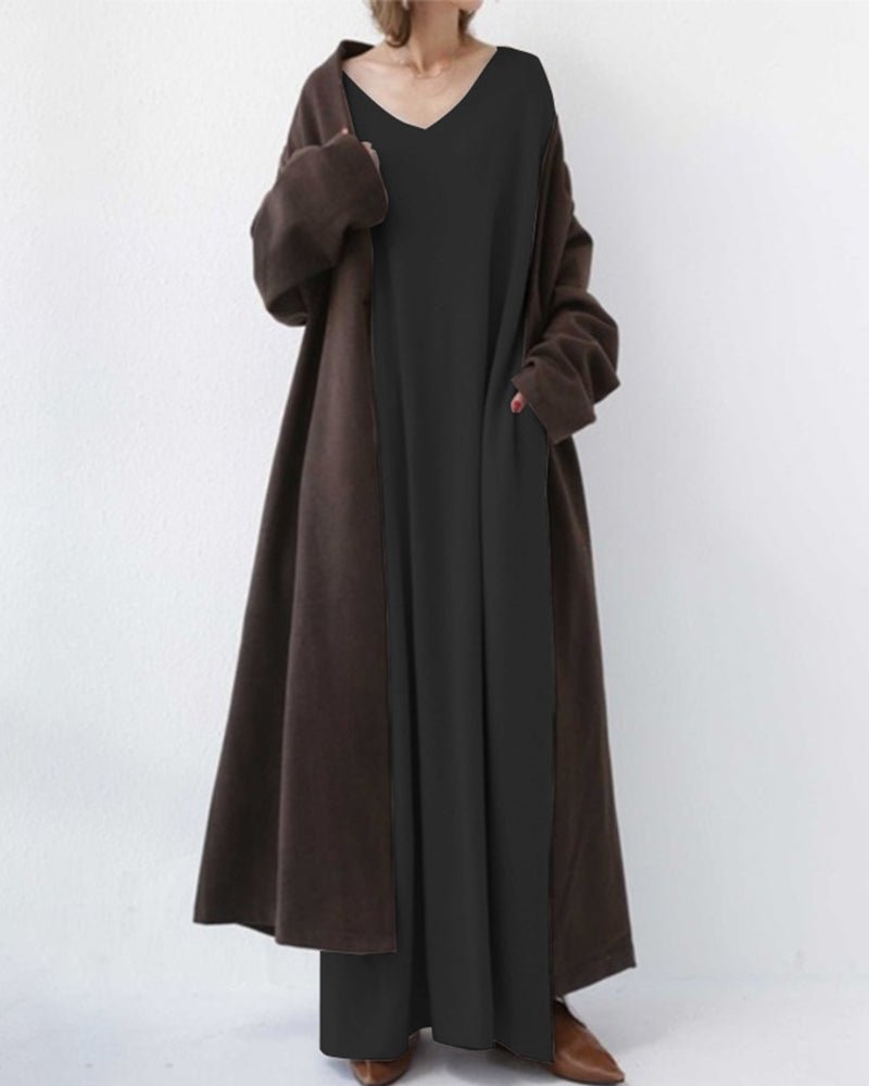 Fashionmoment® | Modische Lange Ärmel V-Ausschnitt Kleid