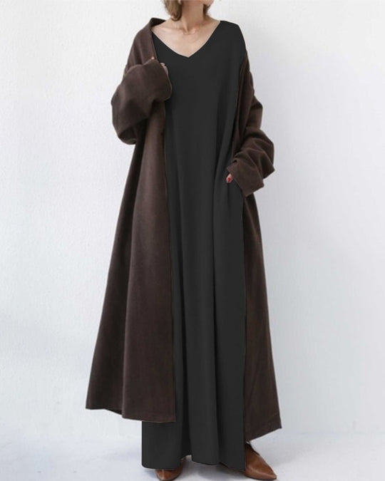 Fashionmoment® | Modische Lange Ärmel V-Ausschnitt Kleid