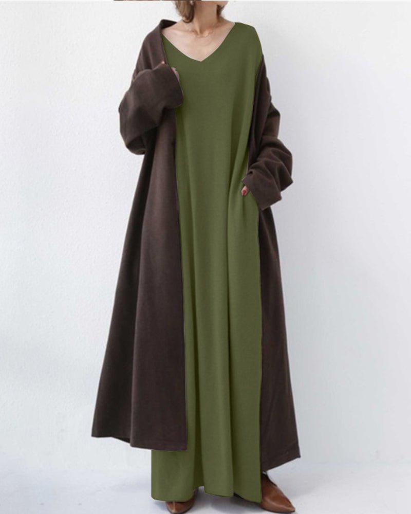 Fashionmoment® | Modische Lange Ärmel V-Ausschnitt Kleid