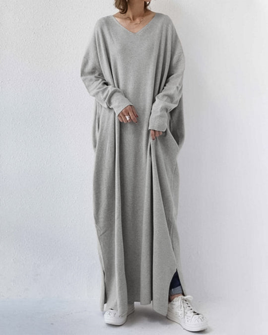 Fashionmoment® | Modische Lange Ärmel V-Ausschnitt Kleid