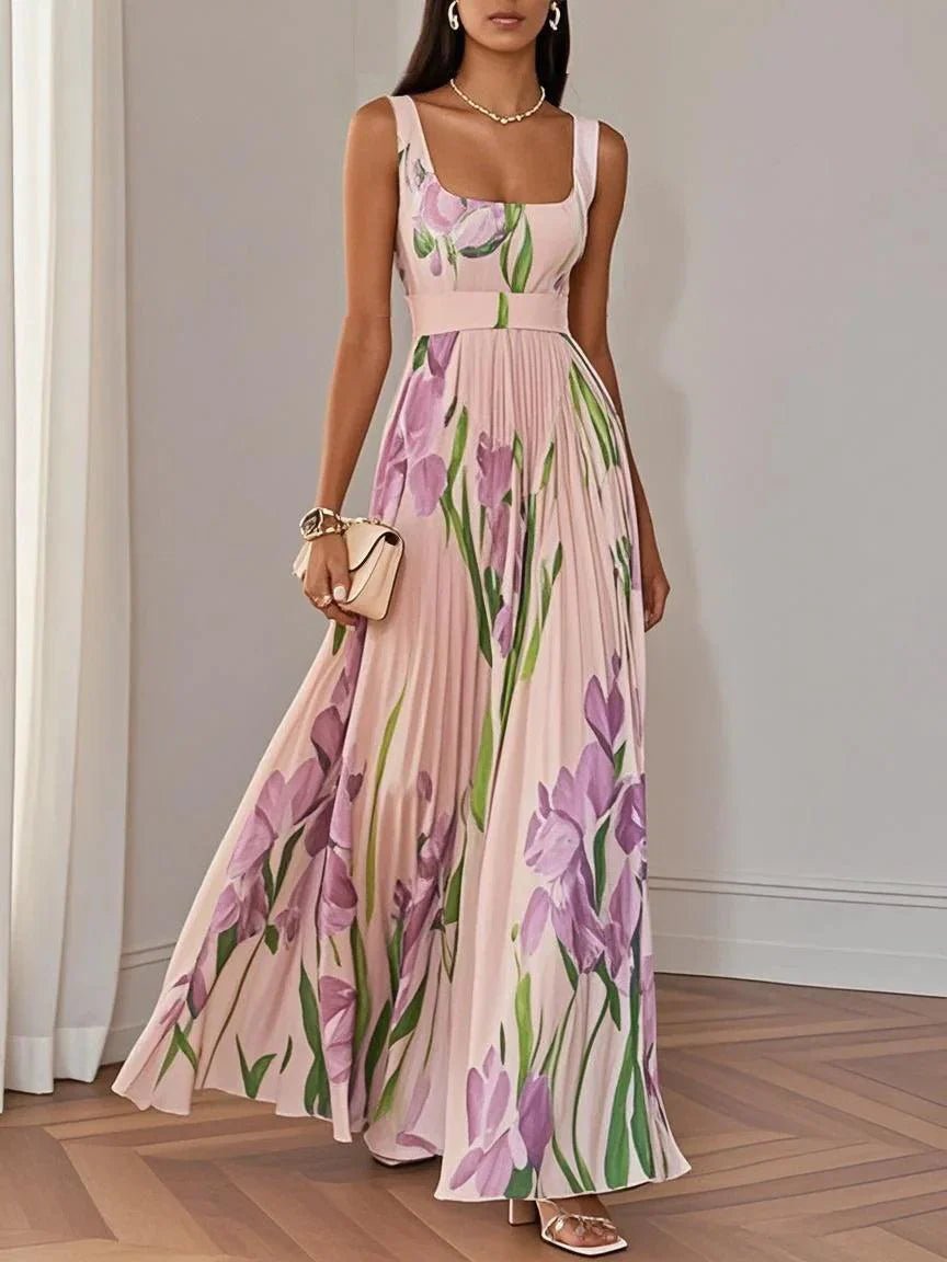 Fashionmoment® Sophie | Robe longue plissée fleurie de luxe