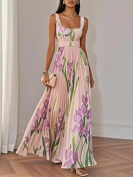 Fashionmoment® Sophie | Robe longue plissée fleurie de luxe