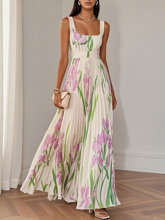 Fashionmoment® Sophie | Robe longue plissée fleurie de luxe